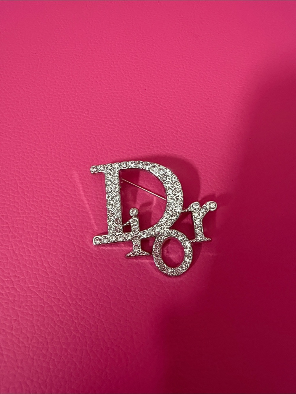 Fashion Silver Crystal Logo Brooch